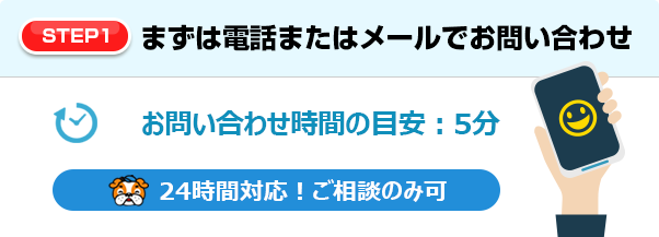 【STEP1】まずは電話またはメールでお問い合わせ